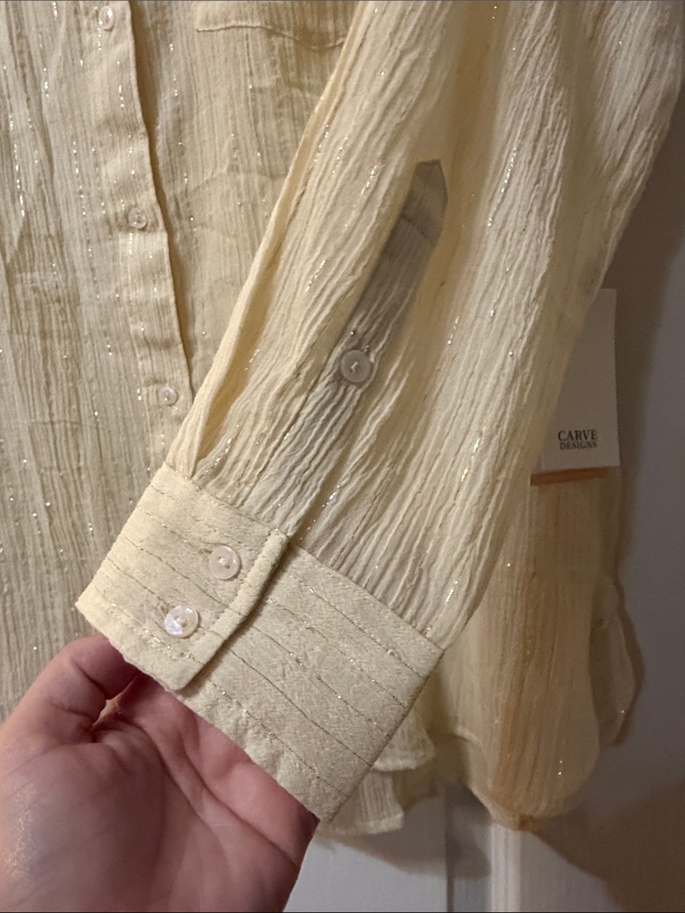 Carve Designs Cream Button-Down Long-Sleeve Shirt - Picture 6 of 10